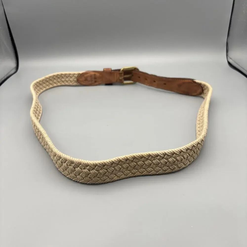 Vintage Zep-Pro Sport Belt 36 Woven Rope Leather Brass Buckle Made USA